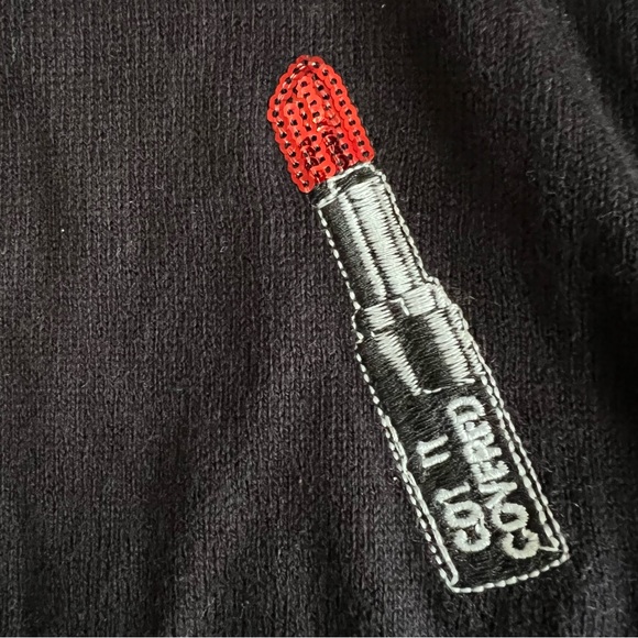 Torrid Black Crew Neck Sweater with Colorful Patches - Picture 3 of 7